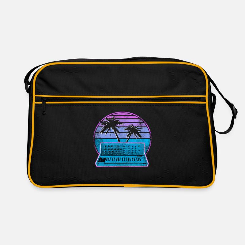Analog Synthesizer Synthwave Vintage Retrowave - Retro Tasche - Schwarz/Gold