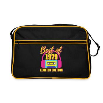 44. Geburtstag Best of 1979 Kassette Retro 80er Jahre - Retro Tasche - Schwarz/Gold - Vorne