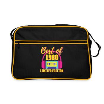 43. Geburtstag Best of 1980 Kassette Retro 80er Jahre - Retro Tasche - Schwarz/Gold - Vorne