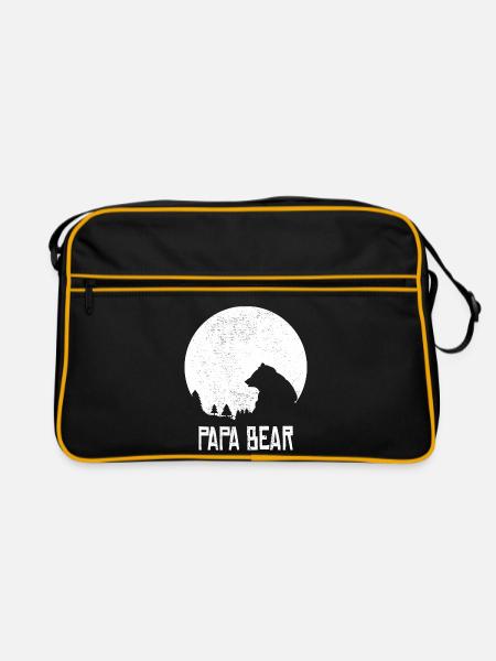 Bester Papa Vintage Bär Retro Vatertag Geschenk - Retro Tasche - Schwarz/Gold