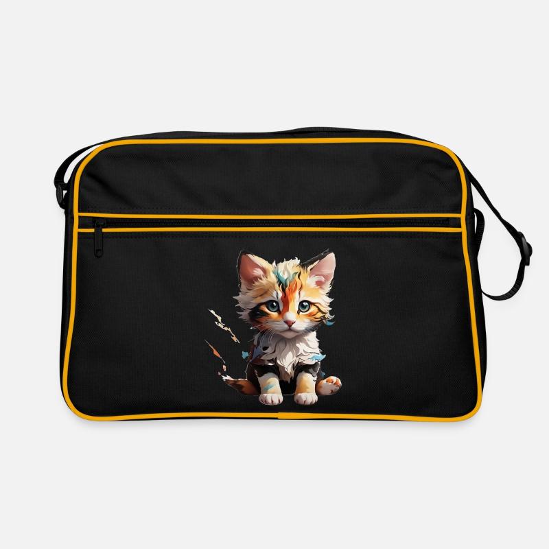 Katze klein - Retro Tasche - Schwarz/Gold