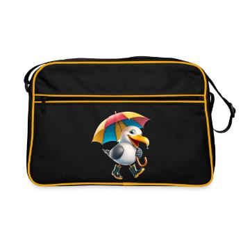 Personnage de mouette ludique avec parapluie - Sac Retro - noir/or - Devant