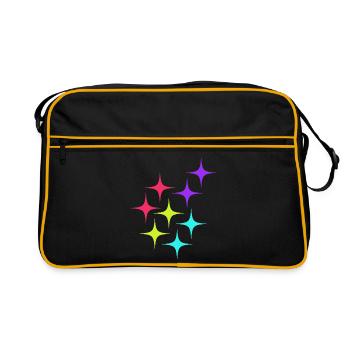 Motif scintillant étoile coloré - Sac Retro - noir/or - Devant