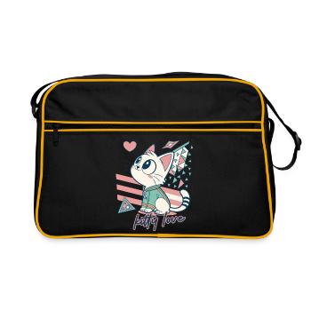 Kitty Love Pop Art géométrique - Sac Retro - noir/or - Devant