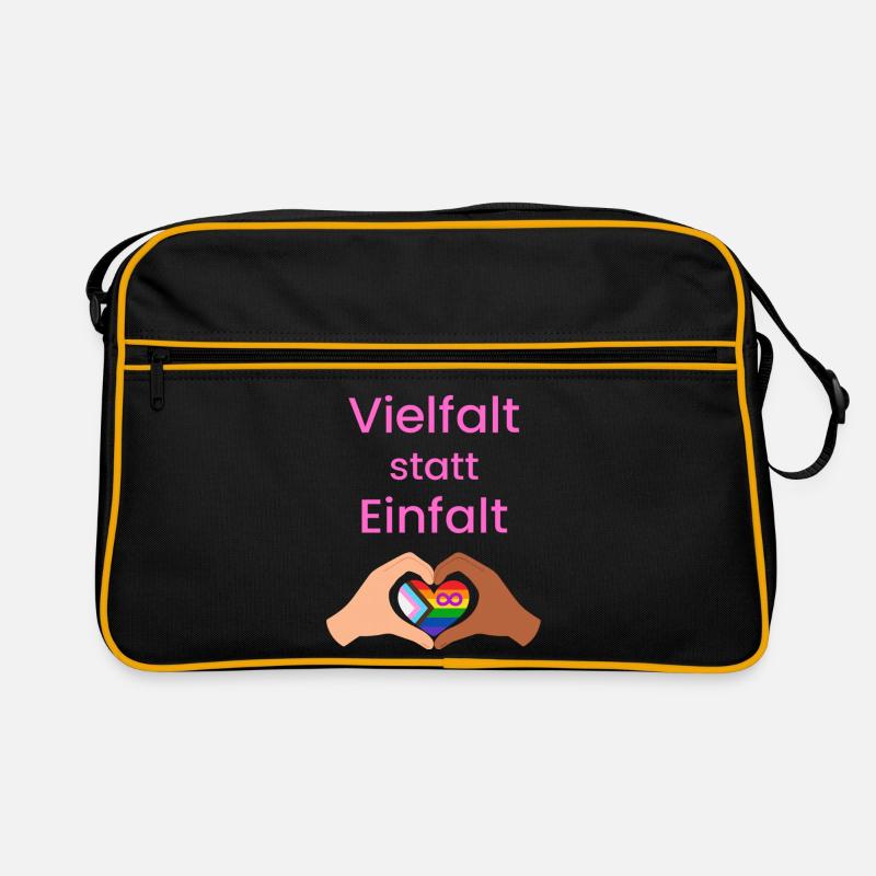 Vielfalt statt Einfalt - Retro Tasche - Schwarz/Gold