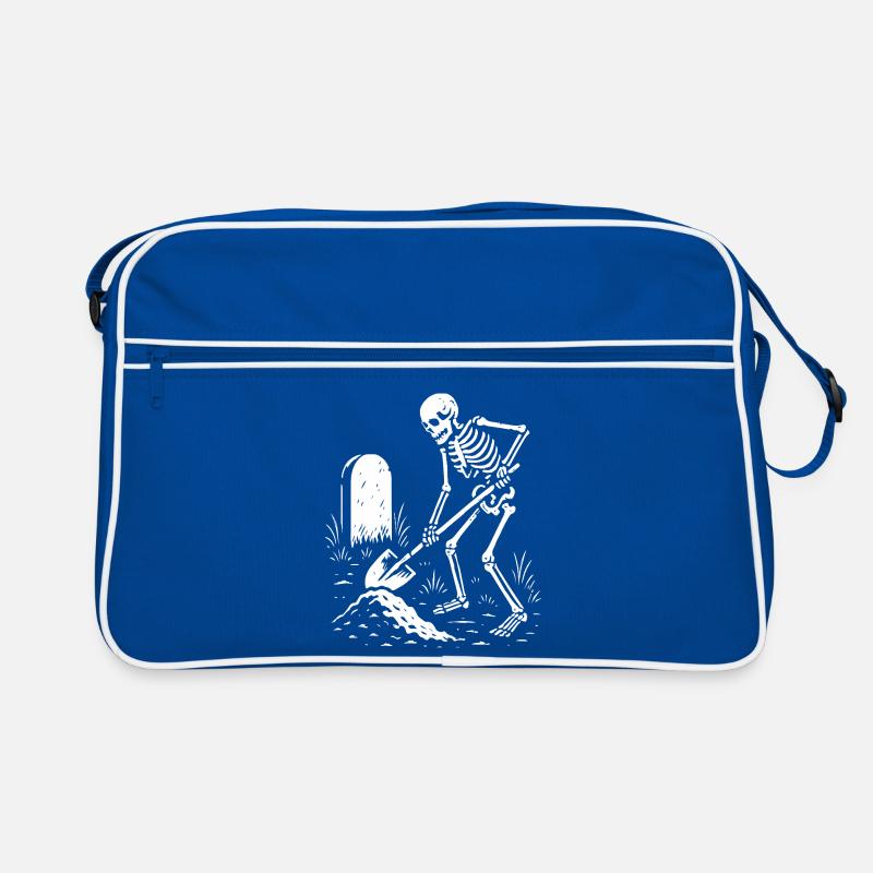 Skeleton Digging in Graveyard Retro Bag