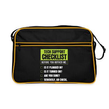 Tech Support Humor Checklist for Everyday Troubles - Retro Bag - black/gold - Front