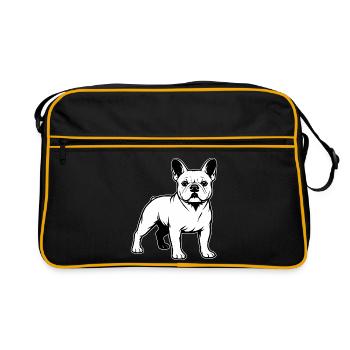 French Bulldog Standing Portrait - Retro Bag - black/gold - Front