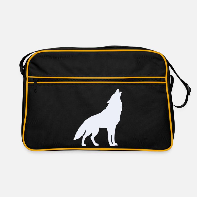 Wolfsilhouette Mondlicht Retro Tasche