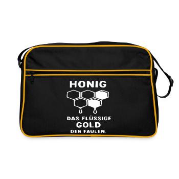 Honigwaben Tropfendes Gold - Retro Tasche - Schwarz/Gold - Vorne