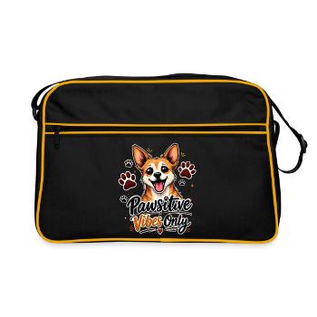 Nur Pawsitive Vibes - Retro Tasche - Schwarz/Gold - Vorne