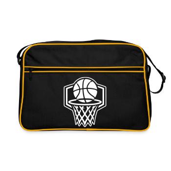 Basketball Korb Symbol - Retro Tasche - Schwarz/Gold - Vorne