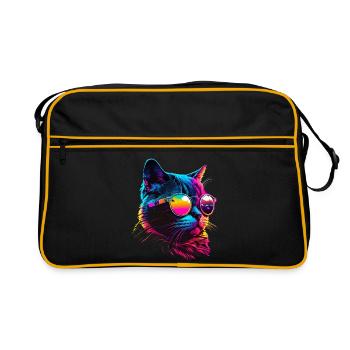 Cat Vaporwave Esthétique Rétro - Sac Retro - noir/or - Devant
