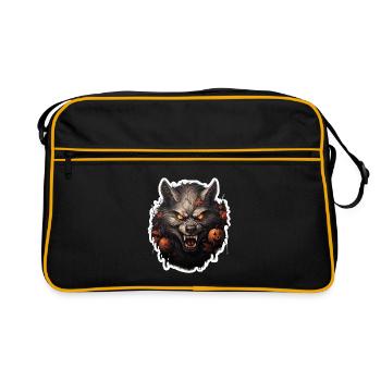 Halloween Werwolf - Retro Tasche - Schwarz/Gold - Vorne