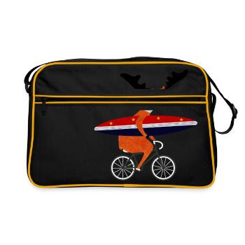 elch surfing - Retro Tasche - Schwarz/Gold - Vorne
