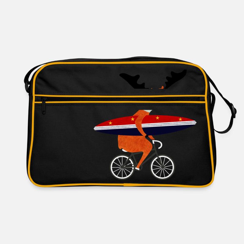 elch surfing - Retro Tasche - Schwarz/Gold