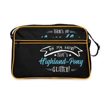 Highland Pony Horse Glitter Love Funny Gift - Retro Bag - black/gold - Front