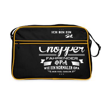 Biker Opa Shirt - Chopper Opa - Retro Tasche - Schwarz/Gold - Vorne