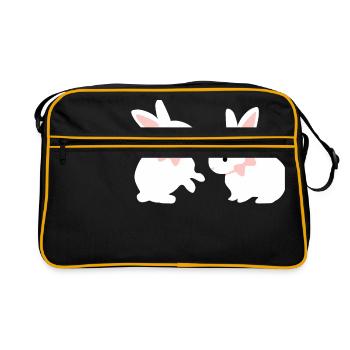 Blanc Twins lapin - lapin bébé oreille rose - Sac Retro - noir/or - Devant
