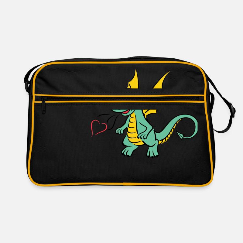 Kleiner Drache - Retro Tasche - Schwarz/Gold
