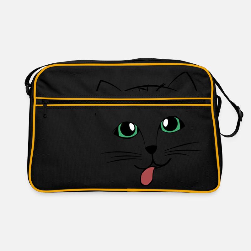 Visage de chat doux avec la langue - Sac Retro - noir/or