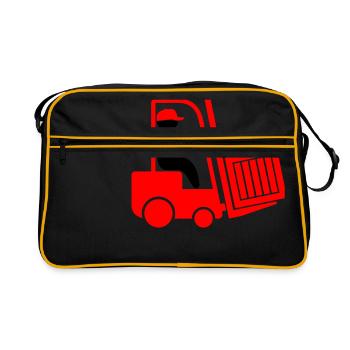 Un chariot élévateur transportant une boîte - Sac Retro - noir/or - Devant