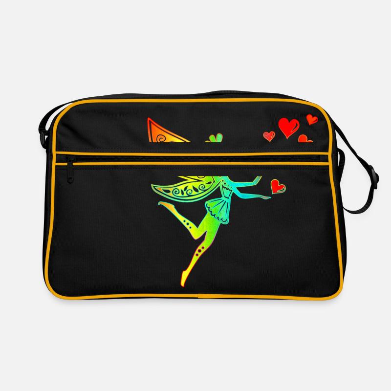 Fee Elfe Herzen Valentinstag Geschenkidee Liebe - Retro Tasche - Schwarz/Gold