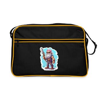 Pixel Rocker Longue Barbe Gaming Shirt de jeu - Sac Retro - noir/or - Devant