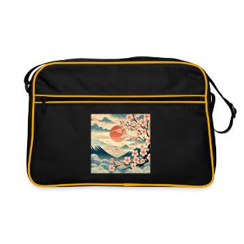 Ukiyo-e Style Lever de soleil II - Sac Retro - noir/or - Devant