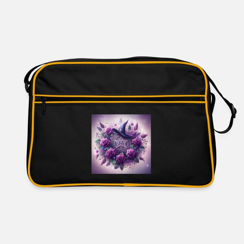 Pentagramme avec chapeau de sorcière violet Sac Retro