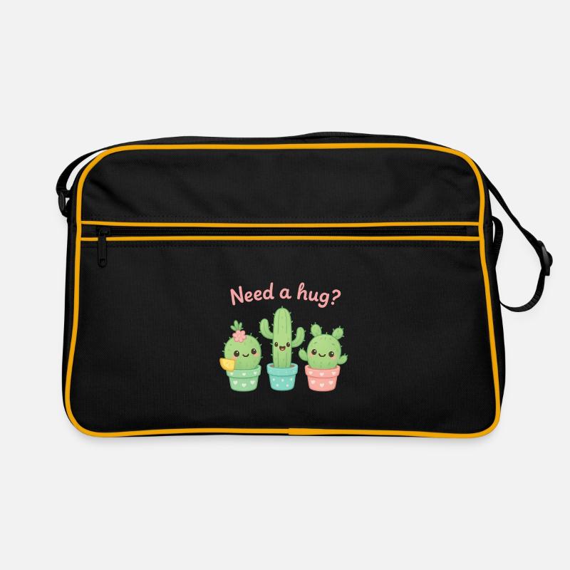Cute Cacti "Need a Hug?" Retro Bag