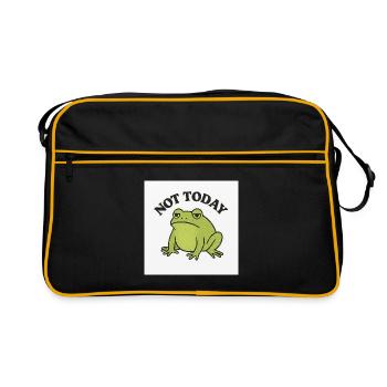 Drôle de grenouille avec texte de déclaration - Sac Retro - noir/or - Devant