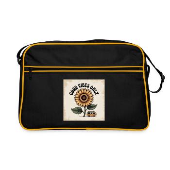 Fleur de tournesol avec un message positif - Sac Retro - noir/or - Devant