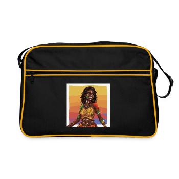 Fille Afro Afrique Culturelle et Colorée - Sac Retro - noir/or - Devant