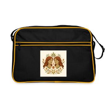 Symétrie zodiacale du Gémeaux - Sac Retro - noir/or - Devant