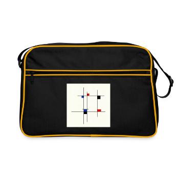 Design Abstrait Ligne et Couleurs - Sac Retro - noir/or - Devant