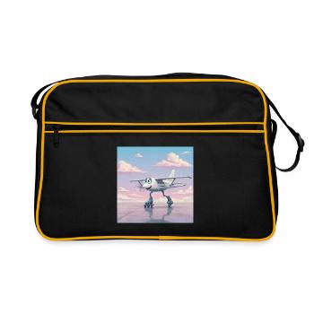 Airplane on Roller Skates with a Smile - Retro Bag - black/gold - Front