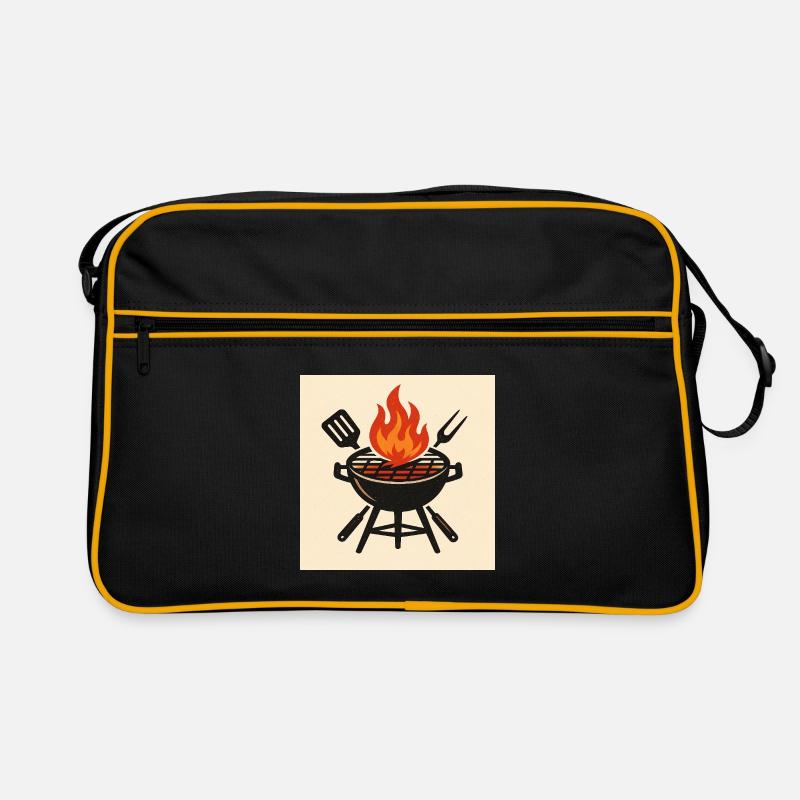 Feuriger Grillabend - Retro Tasche - Schwarz/Gold