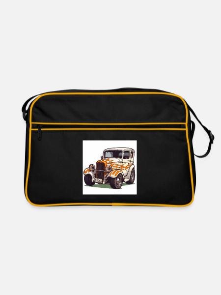 Voiture Hot Rod vintage - Sac Retro - noir/or - Devant