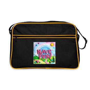 Cheerful Candy Forest Have fun! -Text - Retro Bag - black/gold - Front
