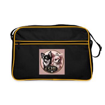 Chihuahua Women's T-Shirt with Tiara Design - Retro Bag - black/gold - Front