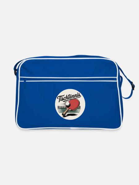 Raquette de tennis de table rétro - Sac Retro - bleu/blanc - Devant