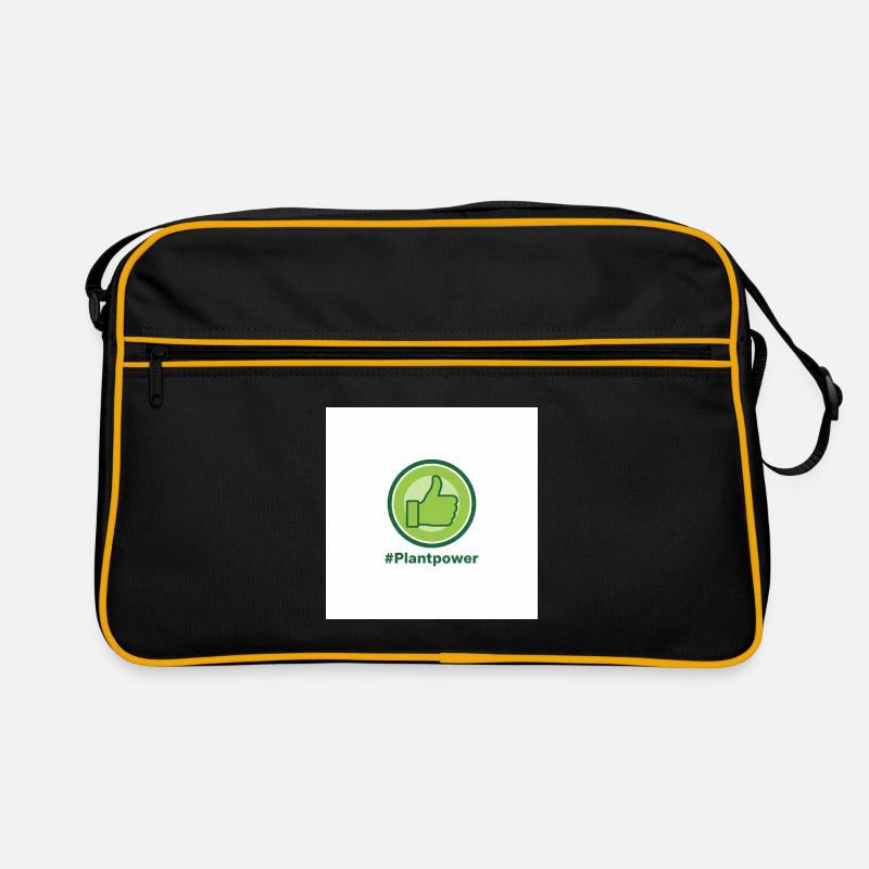 Plantpower Grünes Daumen-Logo - Retro Tasche - Schwarz/Gold