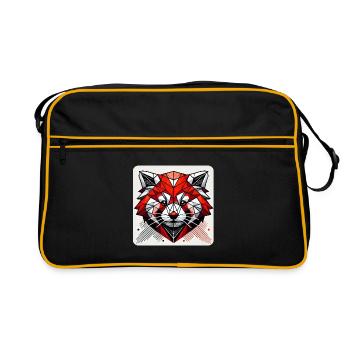 Geometric Red Panda Polygon - Retro Bag - black/gold - Front