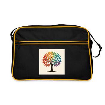 Rainbow Tree Illustration - Retro Bag - black/gold - Front