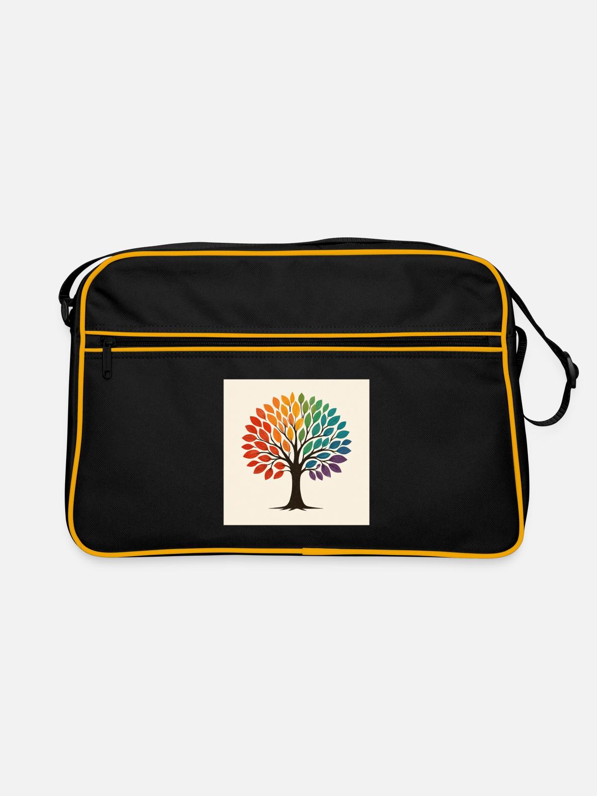 Rainbow Tree Illustration - Retro Bag - black/gold - Front