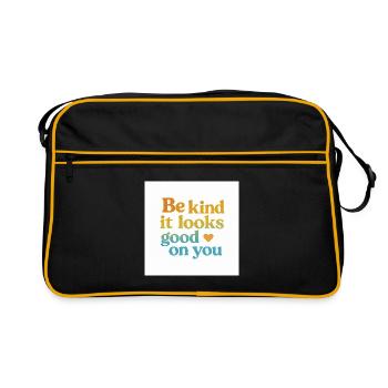 be kind - it looks good on you - Retro Tasche - Schwarz/Gold - Vorne