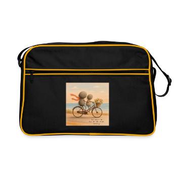 L’amour se déplace sur un vélo de pierre - Sac Retro - noir/or - Devant
