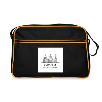 Budapest Line Art Silhouette Landmark - Retro Bag - black/gold - Front