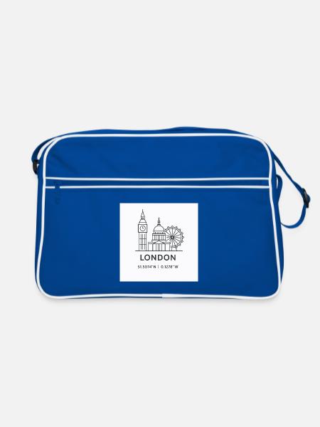 London Line Art Silhouette Landmark - Retro Bag - blue/white - Front